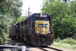 CSX 8539 leads train F741 out of the yard